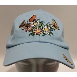 Vintage Pocahontas State Parks Hat Cap Adult Adjustable Blue Butterfly Boho